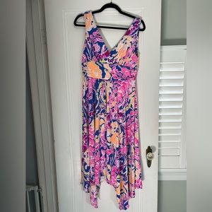Lilly v-neck lobster print dress in bright pattern!
